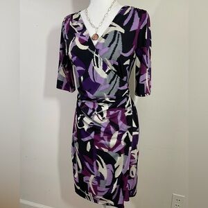 A.B.S. By Allen Schwartz sz XS dress multi print in a faux wrap style